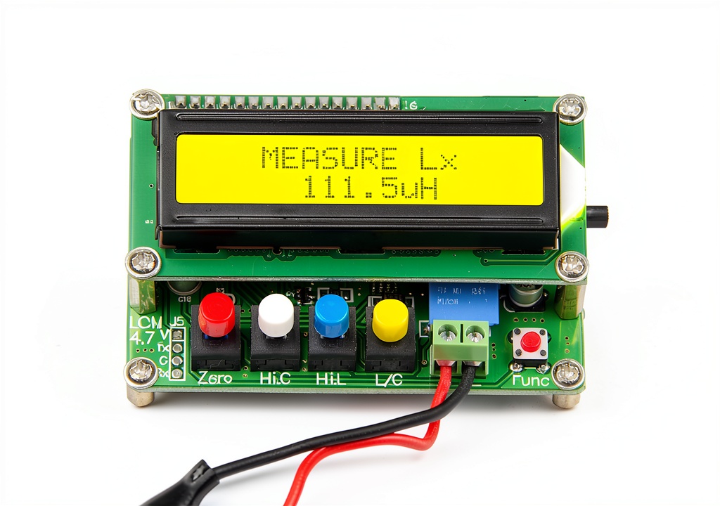 KNACRO LC100-A Capacitance Meter displaying measurement on LCD screen
