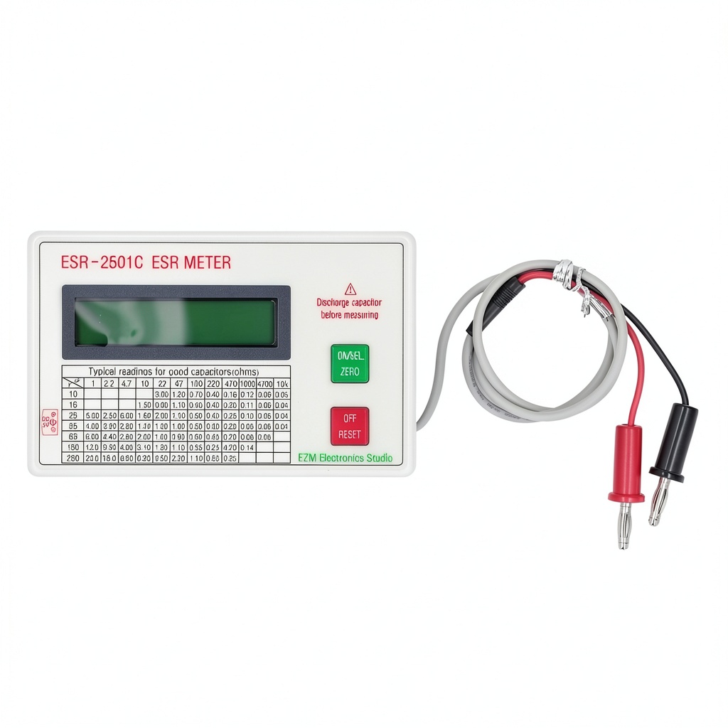 Asixxsix Capacitance Meter displaying measurement on LCD screen